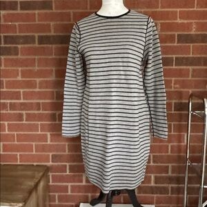 J.jill Reversible Cotton Blend Black/Blank & Heather Gray Long Sleeve Dress